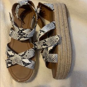 Snakeskin platform espadrille sandals